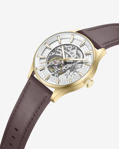 Kenneth Cole Automatic Strap Watch In Brown Dark