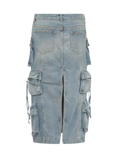 Attico Cargo Denim Skirt In Blue