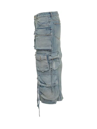 Attico Cargo Denim Skirt In Blue