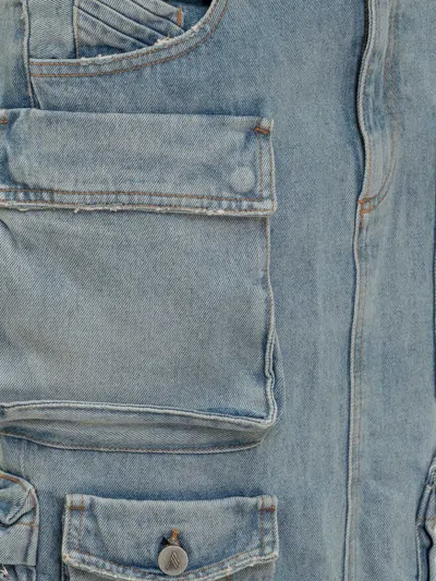 Attico Cargo Denim Skirt In Blue
