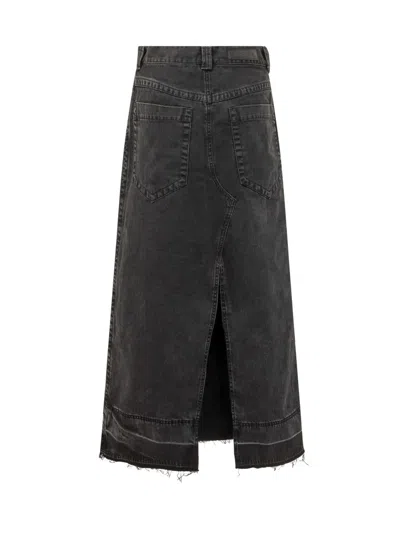 Palm Angels Black Split Denim Maxi Skirt In Black