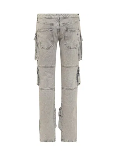 Attico 'essie' Distressed Cargo Trousers With Multiple Pockets In Grey