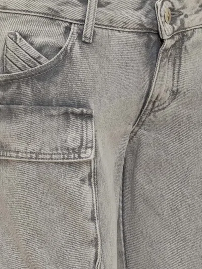 Attico 'essie' Distressed Cargo Trousers With Multiple Pockets In Grey
