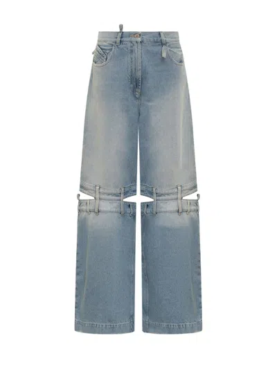 Attico Wide-leg Jeans With Cut-out Detail In Blue