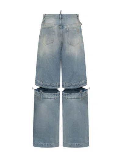 Attico Wide-leg Jeans With Cut-out Detail In Blue