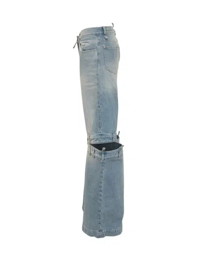Attico Wide-leg Jeans With Cut-out Detail In Blue
