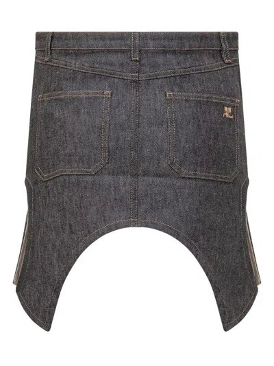 Courrèges Reversed Arch Denim Mini Skirt In Blue