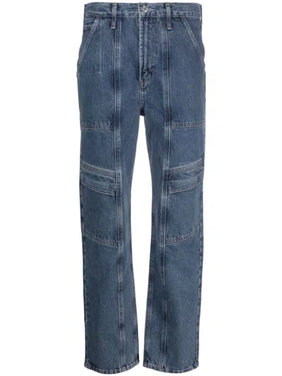 Agolde Cooper Straight Denim Cargo Jeans In Blue