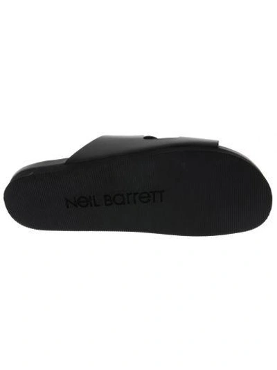 Shop Neil Barrett Sandalo Flat Thunderbolt In Black