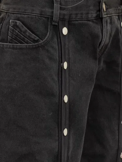 Attico Studded Convertible Low-rise Straight Jeans In Black
