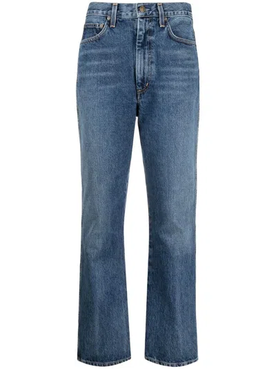 Agolde Pinch Waist Cropped Organic High-rise Flared Jeans In Plcbo Placebo