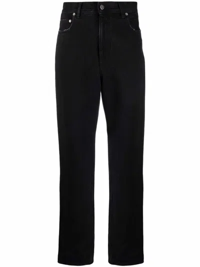 Golden Goose Logo-patch Straight-leg Trousers In Black