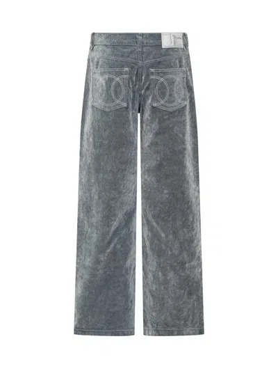 Casablanca Wide-leg Design Cotton Blend Jeans In Grey