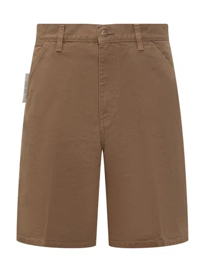 Carhartt Regular Waist Organic Cotton Single Knee Shorts In Brown