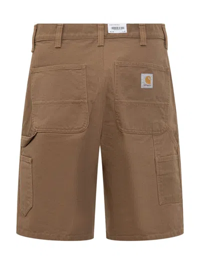 Carhartt Regular Waist Organic Cotton Single Knee Shorts In Brown