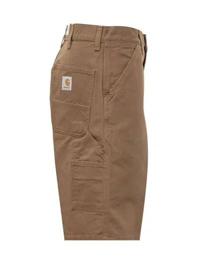Carhartt Regular Waist Organic Cotton Single Knee Shorts In Brown