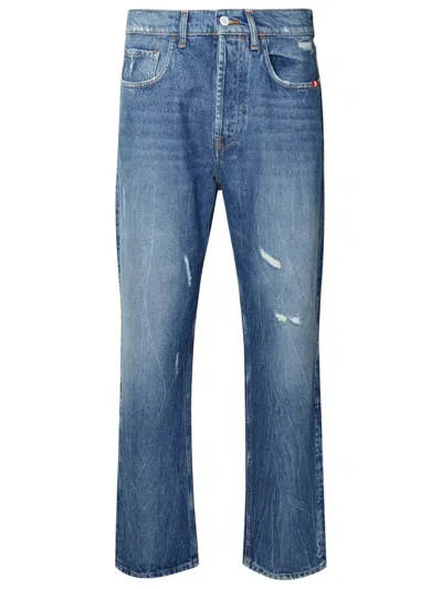 Amish 'jeremiah' Blue Cotton Jeans In Blue