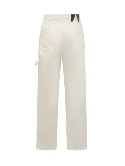 Darkpark Wide Leg John Denims With Back Application+ In White