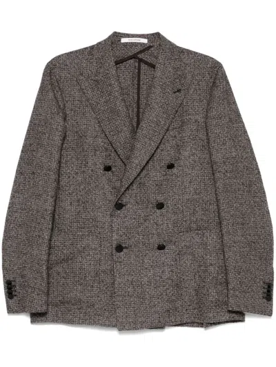Tagliatore Double-breasted Wool Blend Jacket In Grey