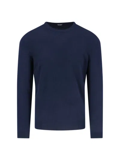 Zegna Cashmere And Silk Sweater In Blue