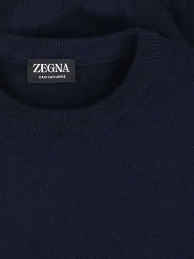 Zegna Cashmere And Silk Sweater In Blue