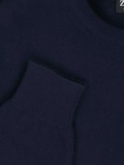 Zegna Cashmere And Silk Sweater In Blue