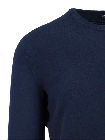 Zegna Cashmere And Silk Sweater In Blue