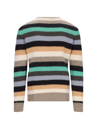 Drumohr Ribbed Striped Crewneck Sweater In Multicolour