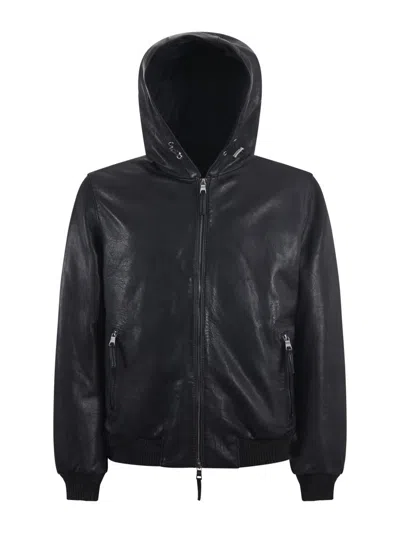 The Jack Leathers Jonahrev Hooded Harrington Jacket In Blue