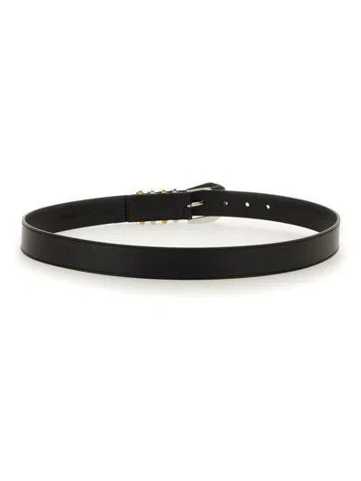 Versace Black Medusa Heritage Leather Belt In Black