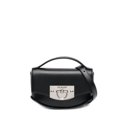 Durazzi Milano Flip-lock Leather Shoulder Bag In Black