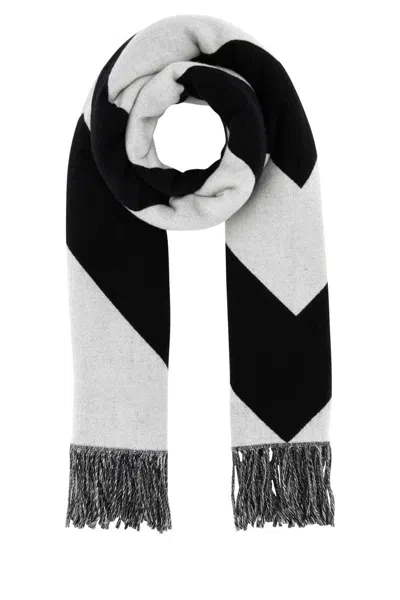 Valentino Patterned Scarf With Fringed Detail In Avorionero