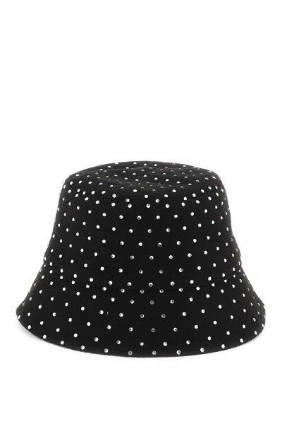 Ruslan Baginskiy Crystal Bucket Hat With Rhinestones And Polka Dot Pattern In Black