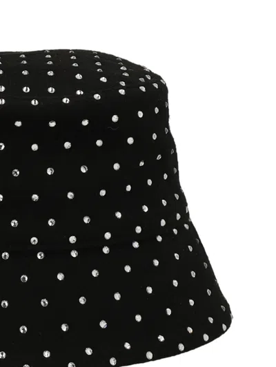Ruslan Baginskiy Crystal Bucket Hat With Rhinestones And Polka Dot Pattern In Black