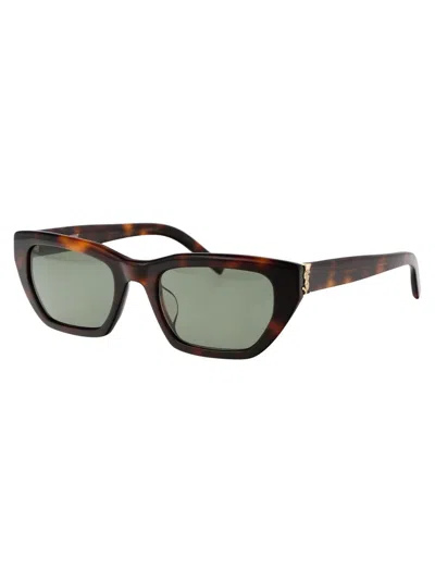 Saint Laurent Sunglasses In 003 Havana Havana Green