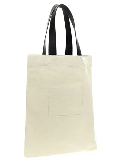 Jil Sander 'flat Shopper' Medium Shopping In White/black