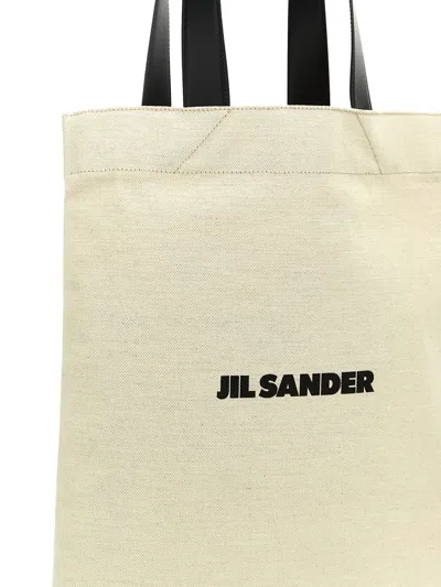 Jil Sander 'flat Shopper' Medium Shopping In White/black