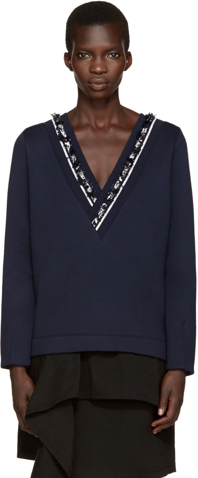 Mother Of Pearl Navy Embellished Georgia Pullover