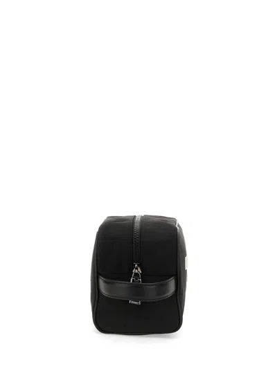 Dolce & Gabbana Nylon Toiletry Bag With Rubberized Logo In Black
