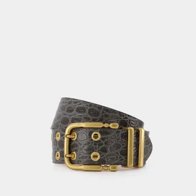 By Far Pin Buckle Belt In Grey