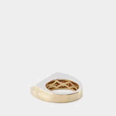 Rainbow K Handcuff Double Ring - Yellow - 9k Gold In Gold