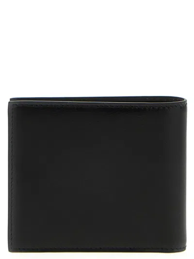 Dolce & Gabbana Black Wallet With Contrsting Print In Smooth Leather Man In Multicolor