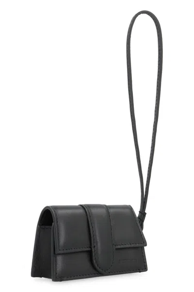 Jacquemus Black Le Porte Bambino Leather Airpod Case In Black