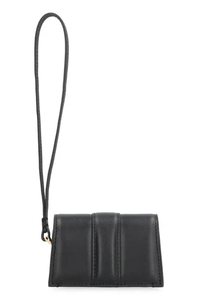 Jacquemus Black Le Porte Bambino Leather Airpod Case In Black