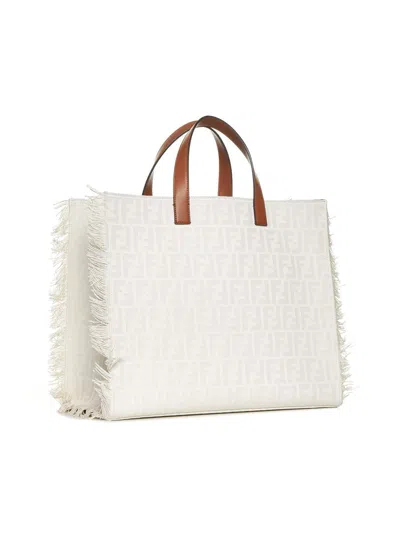 Fendi Ff Jacquard Tote Bag In Grezzo+brandy+pall