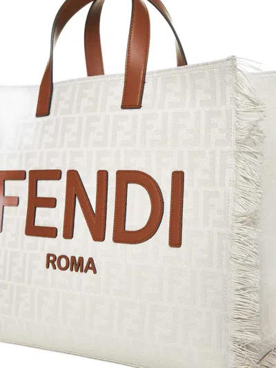 Fendi Ff Jacquard Tote Bag In Grezzo+brandy+pall