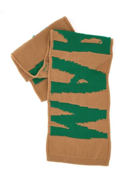 Marni Embroidered-logo Knit Scarf In Inw36