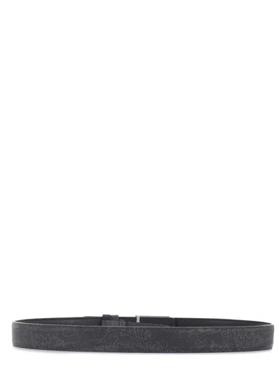 Etro Belts In Grigio Scuro/nero