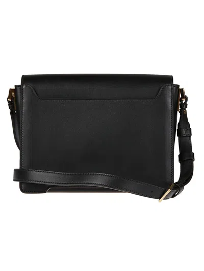 Marni Sleek Rectangular Black Crossbody Bag With Gold-tone Metal Closure In Black