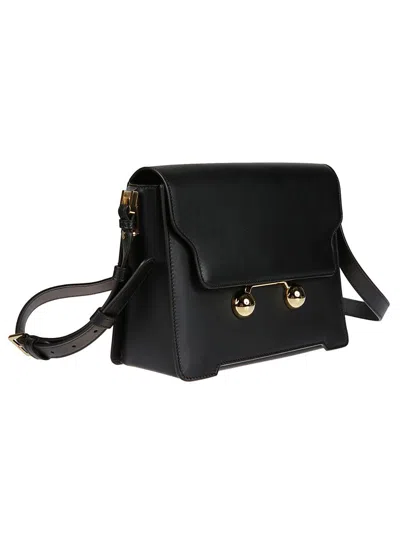 Marni Sleek Rectangular Black Crossbody Bag With Gold-tone Metal Closure In Black